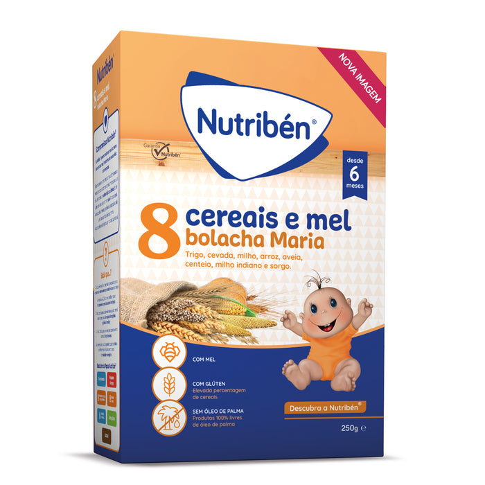Nutribén 8-cereal and honey porridge with non-dairy Maria biscuits 250g