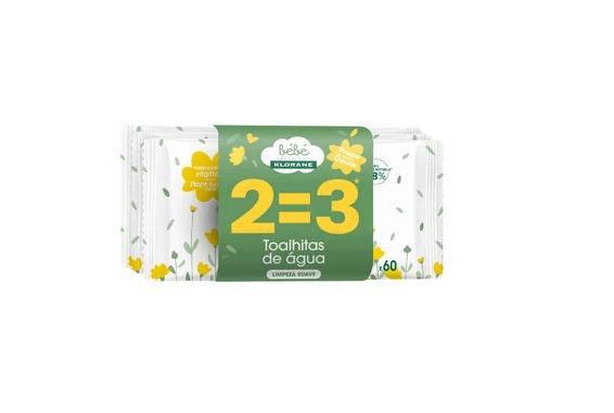 Klorane Bébe Toalhete Água Limpeza 60X3 2=3