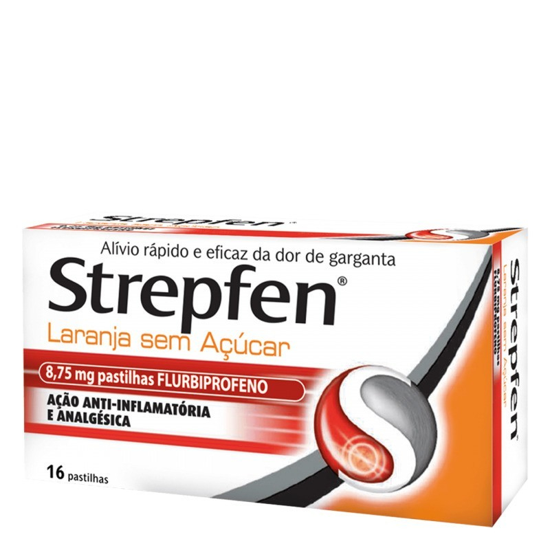 Strepfen Laranja sem açúcar 875 mg x 16 pastilhas