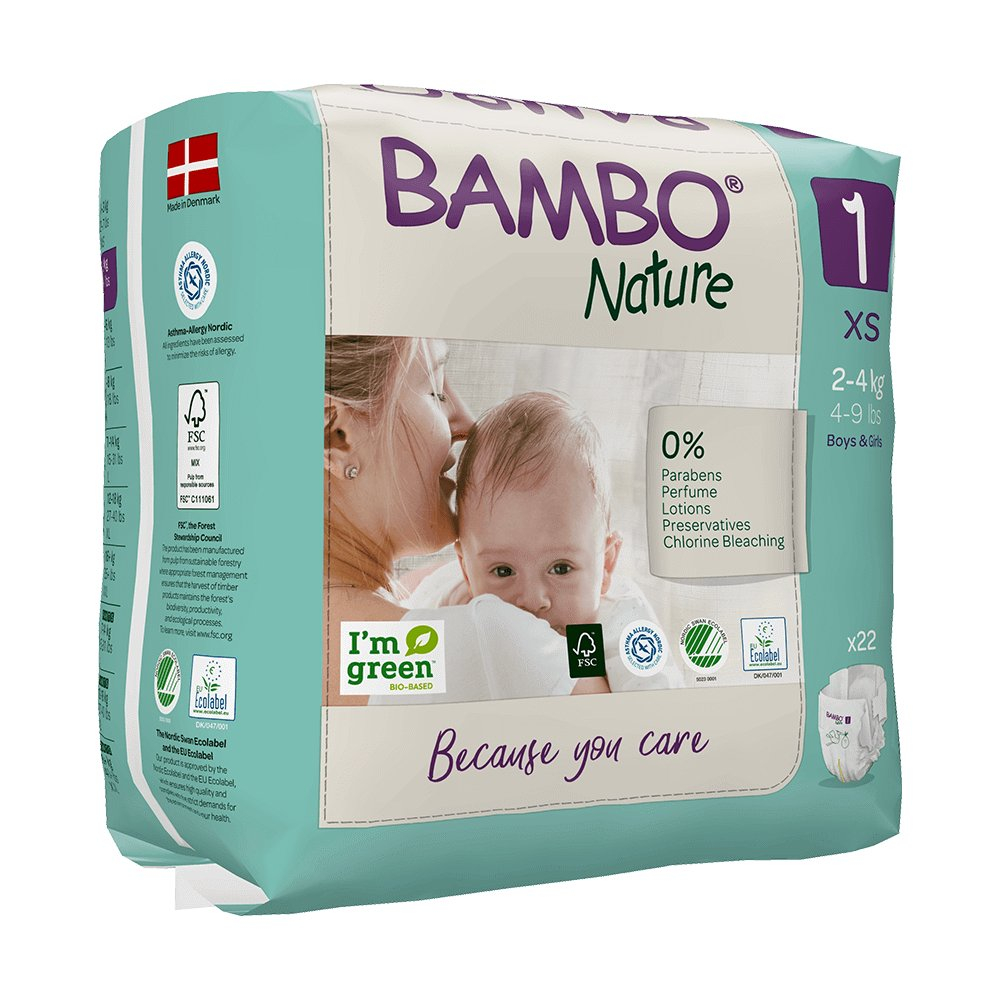 Bambo Nature Fralda T1 (2-4Kg) 22 Unidades