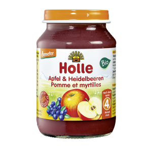 Holle Bio Boião Puré de Maçã e Mirtilo 190g 4m+