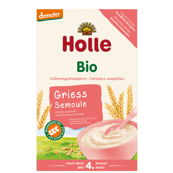 Holle Bio Papa de Semolina e Trigo Integral 250g 4m+