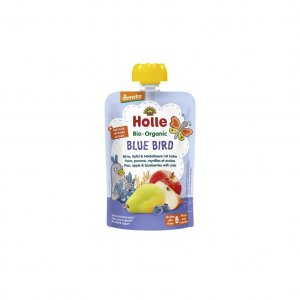 Holle Bio Puré Saqueta Blue Bird - Pêra, Maçã e Mirtilo com Aveia 100g 6m+
