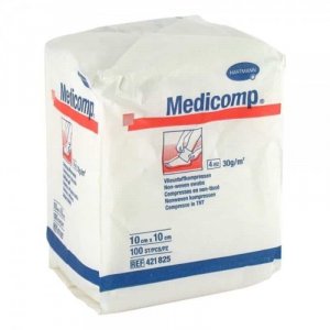 Medicomp Compressas 10x10cm Tecido Não Tecido Não Esterilizadas 100 Unidades