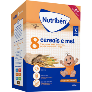 Nutribén Papa 8 Cereais e Mel Não Láctea 600g 6m+