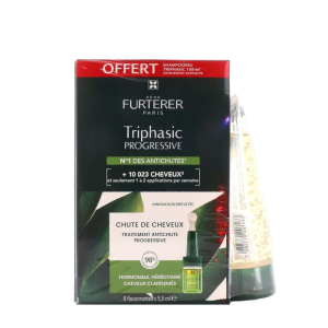 Rene Furterer Triphasic Progressive Ampolas Anti-queda 8x5.5mL com Oferta de Champô Triphasic Estimulante 100mL