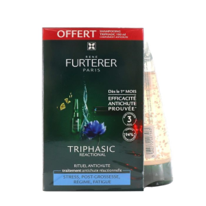 Rene Furterer Triphasic Reacional Ampolas Anti-queda 12x5mL  Com Oferta Champô Triphasic Estimulante 100mL