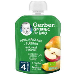 Nestlé Pacotinho Gerber Organic Pera, Maçã, Banana 90g 4m+