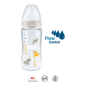 Nuk Biberão First Choice+ com Indicador de Temperatura Tetina Silicone Flow Control (6-18m) 300mL