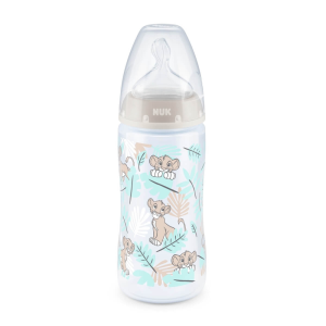NUK Biberão First Choice+ com Indicador de Temperatura Lion King Tetina Silicone M (6-18m) 300mL