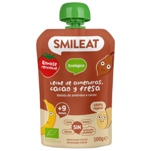 Smileat Bio Pouch Leite Amendoa Cacau Morango +9m 100g