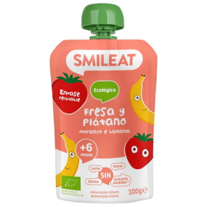 Smileat Bio Pouch Morango e Banana Biológico +6m 100g