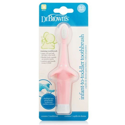 Dr. Brown's Escova de Dentes Elefante Rosa 0-3a