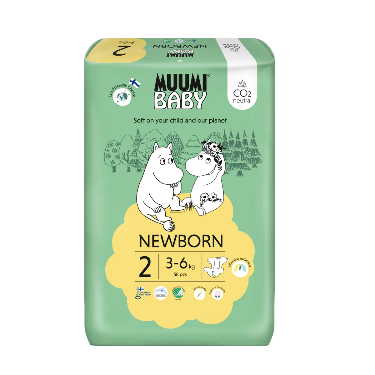 Muumi Fralda T2 (3-6kg) 58 unidades