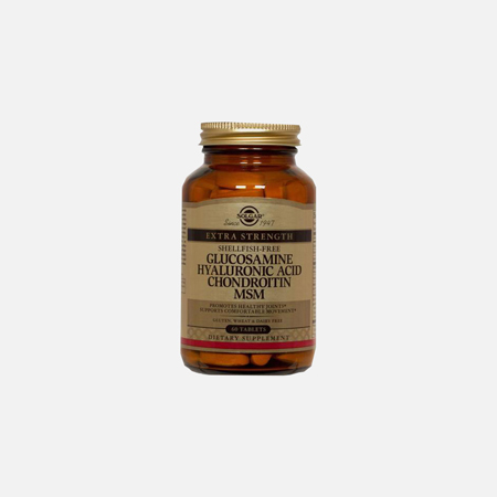Solgar Glucosamina, Ácido Hialurónico, Condroitina e MSM 60 comprimidos