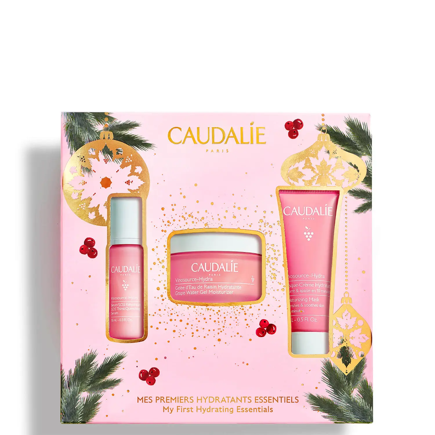 Caudalie Vinosource-Hydra Coffret Gel hidratante Água de uva 50 ml + Sérum rehidratante Água de uva 10 ml + Máscara-creme hidratante Água de uva 15 ml