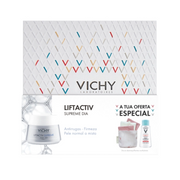 Vichy Coffret Liftactiv Supreme Creme Pele Normal a Mista + Pureté Thermale Água Micelar Pele Sensível + Discos Desmaquilhantes Reutilizáveis