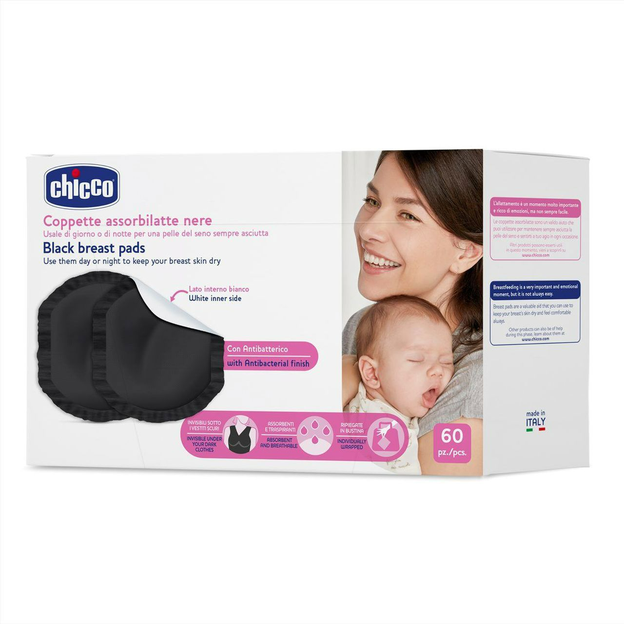Chicco Discos Absorventes Antibacterianos Pretos x60