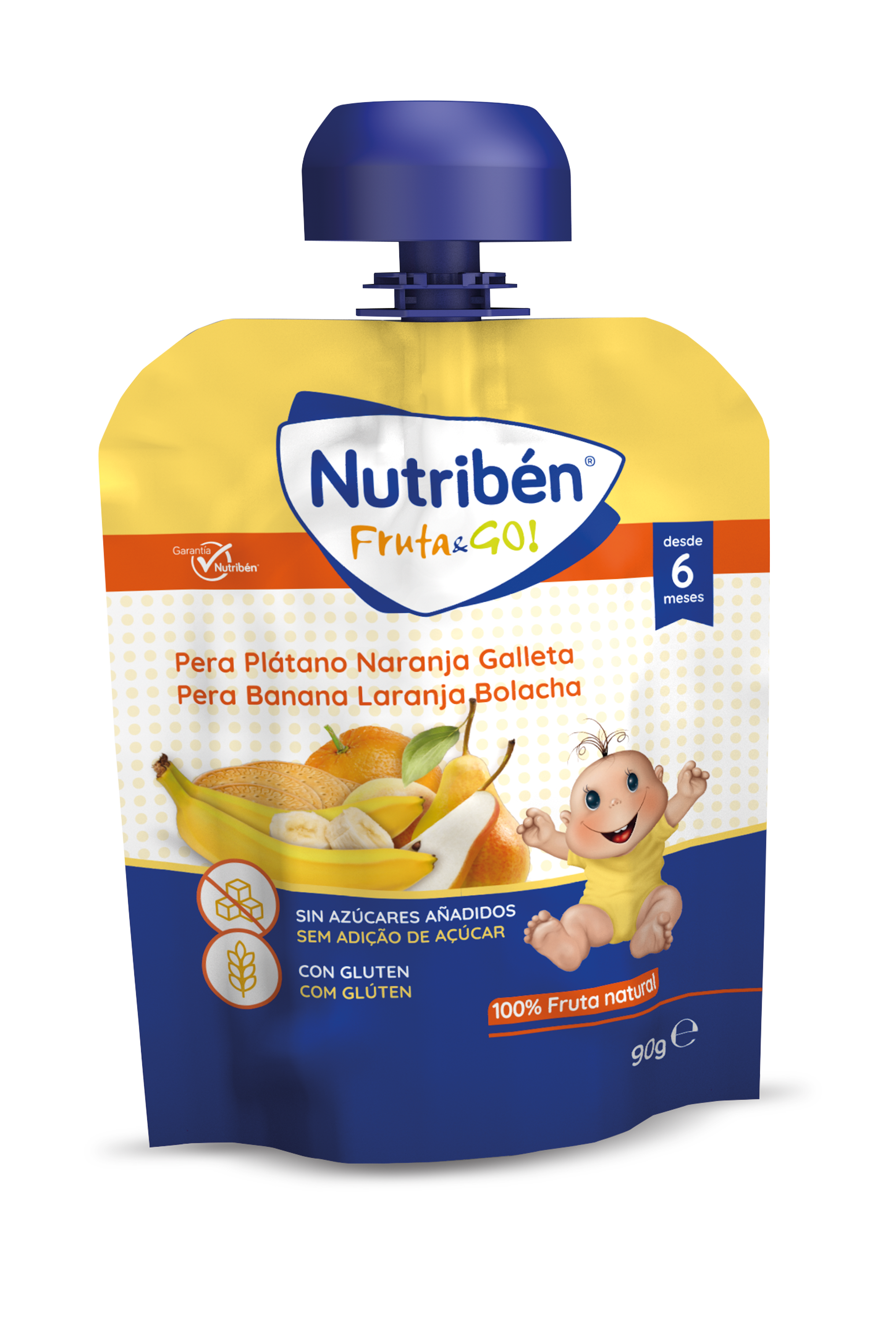 Nutribén Fruta&go! Pera, banana, laranja e bolacha 90g