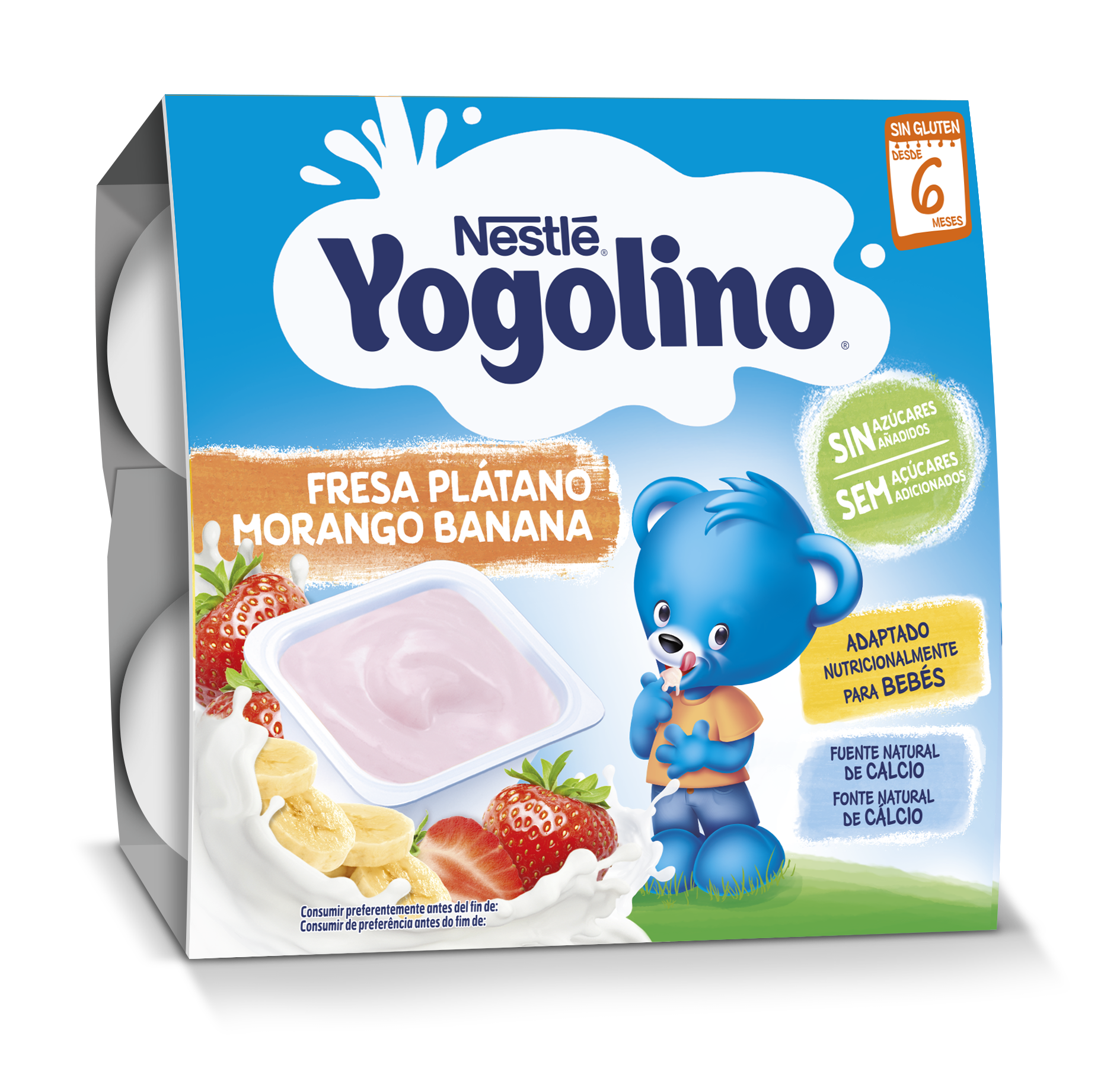 YOGOLINO Strawberry Banana 0% Added Sugars 4x100g