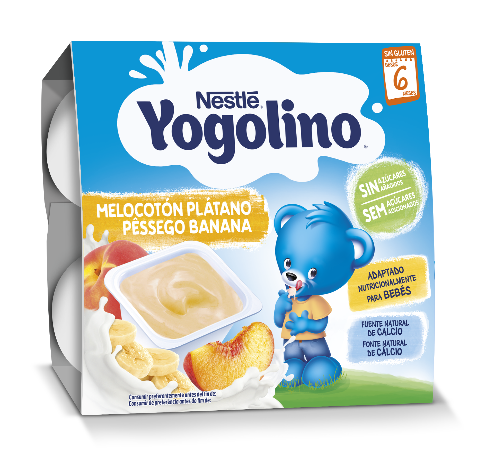 YOGOLINO Peach Banana 0% Added Sugars 4x100g