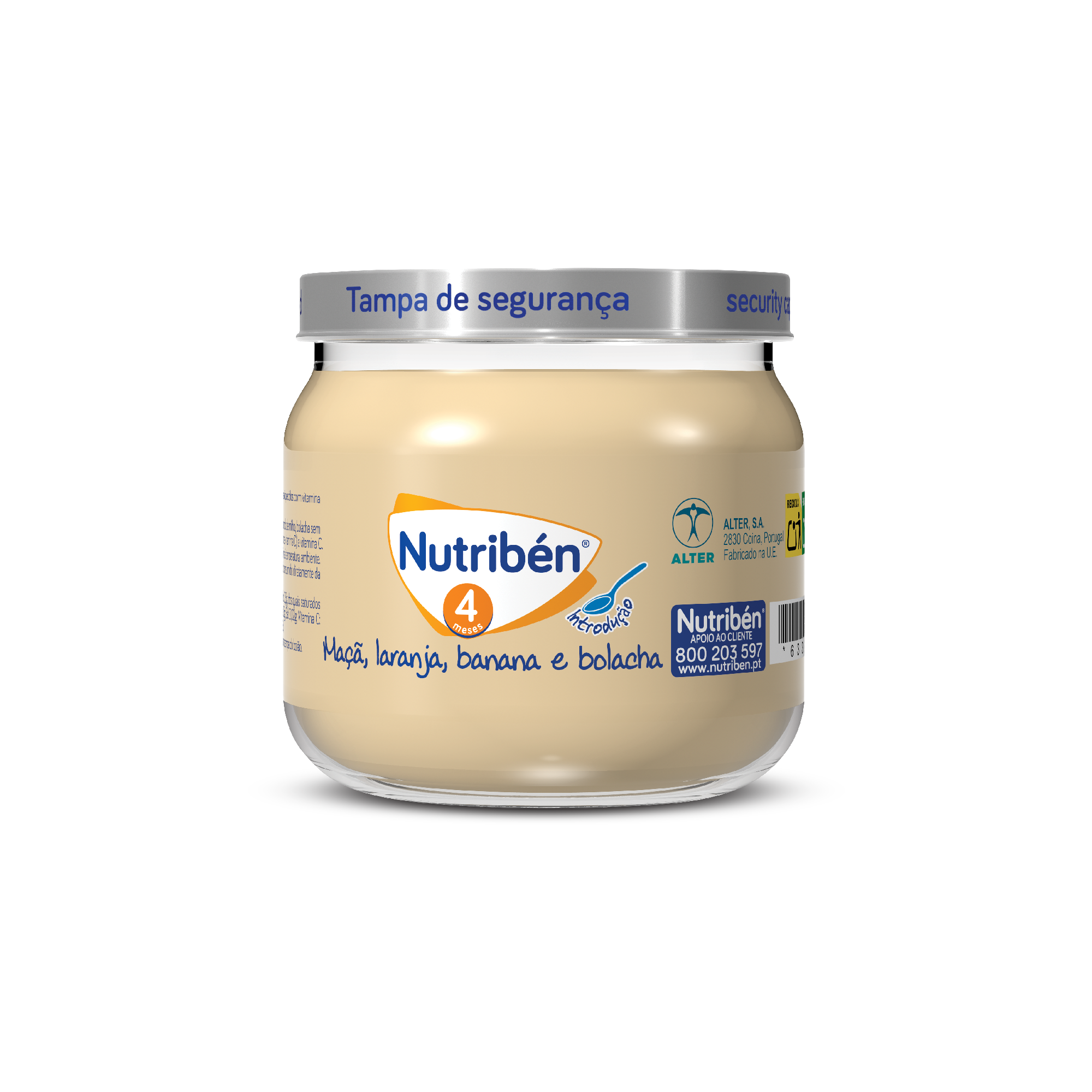 Nutribén apple, orange, banana and biscuit flavor in a small pot, 120g.