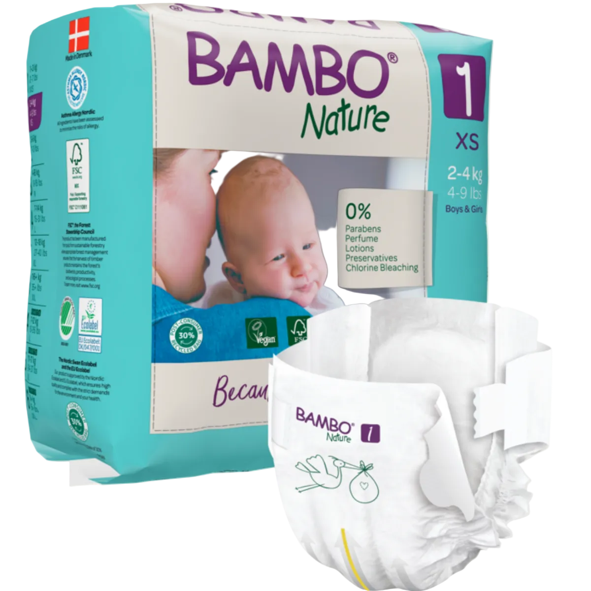 Bambo Eco-Friendly Baby Diapers Size 1 2-4 kg