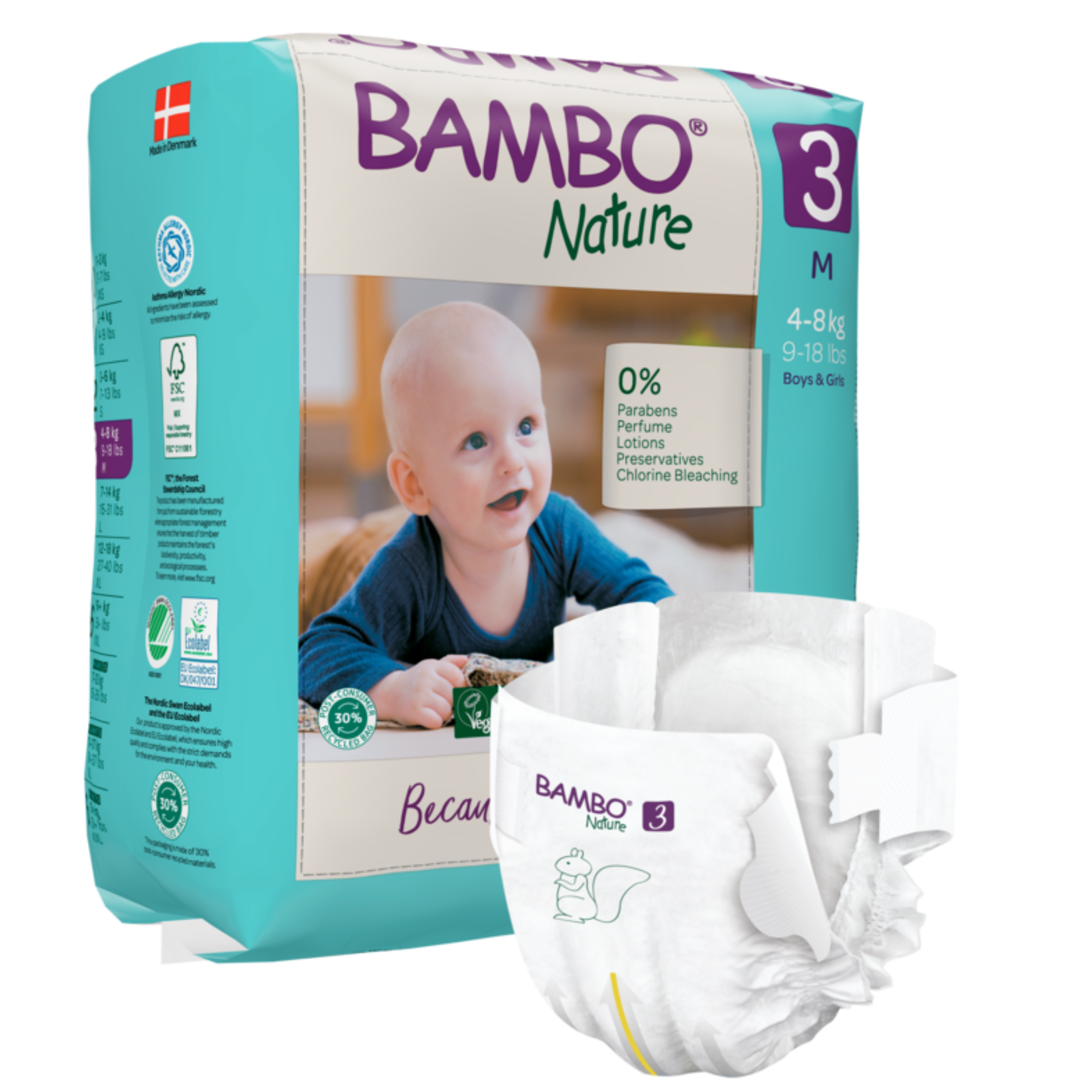 Bambo Fraldas de Bebé Ecológicas T3 4-8 kg