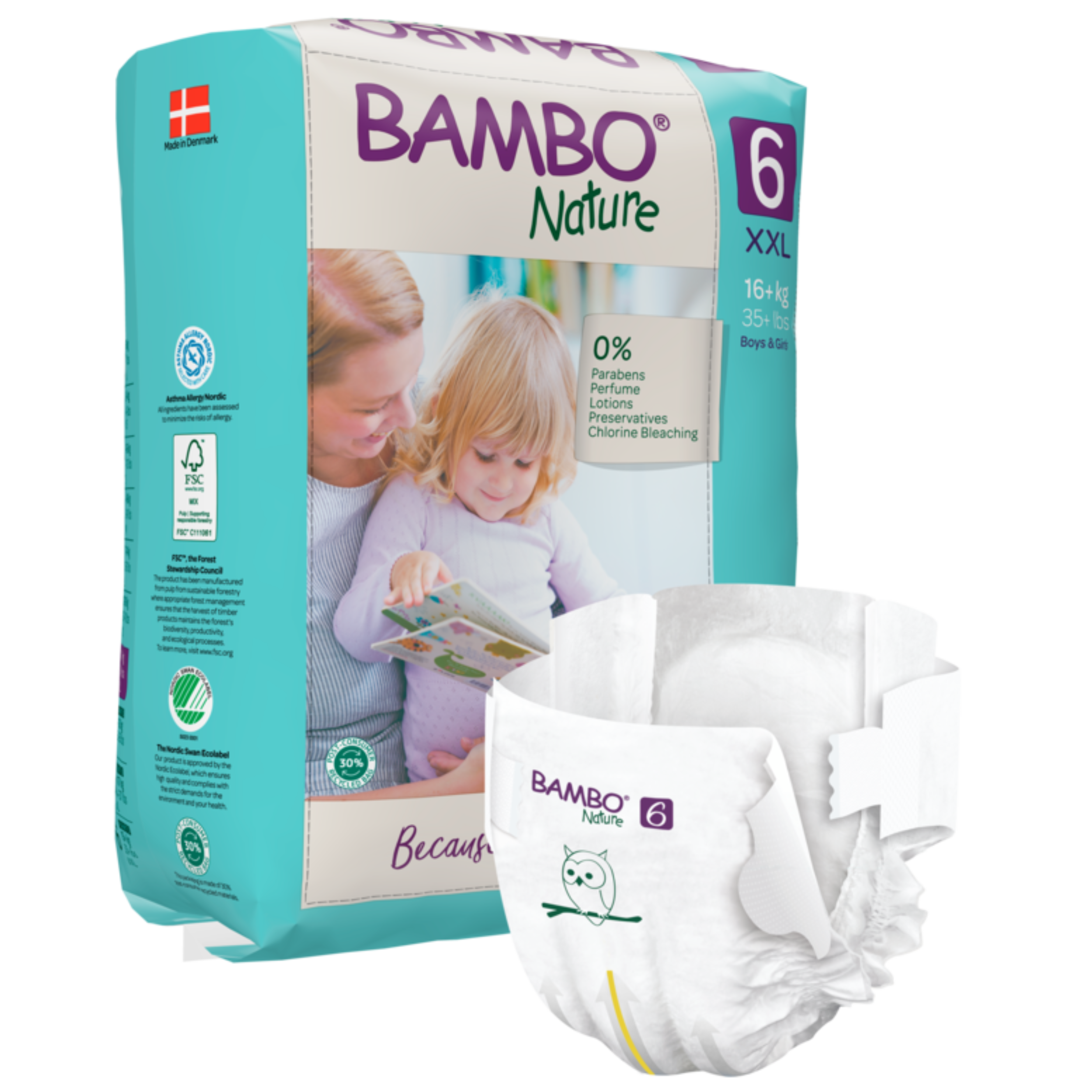 Bambo Fraldas de Bebé Ecológicas T6 16+kg