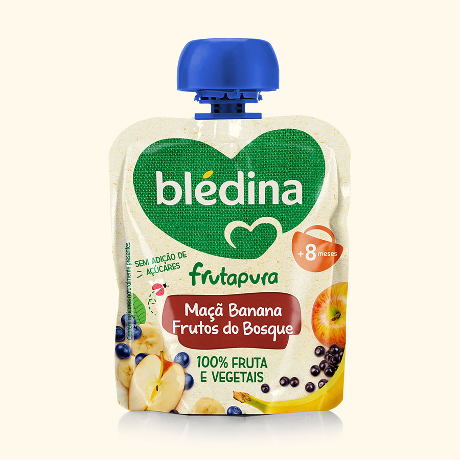 Blédina Frutapura Saqueta Maçã Banana Frutos do Bosque 90g +8m