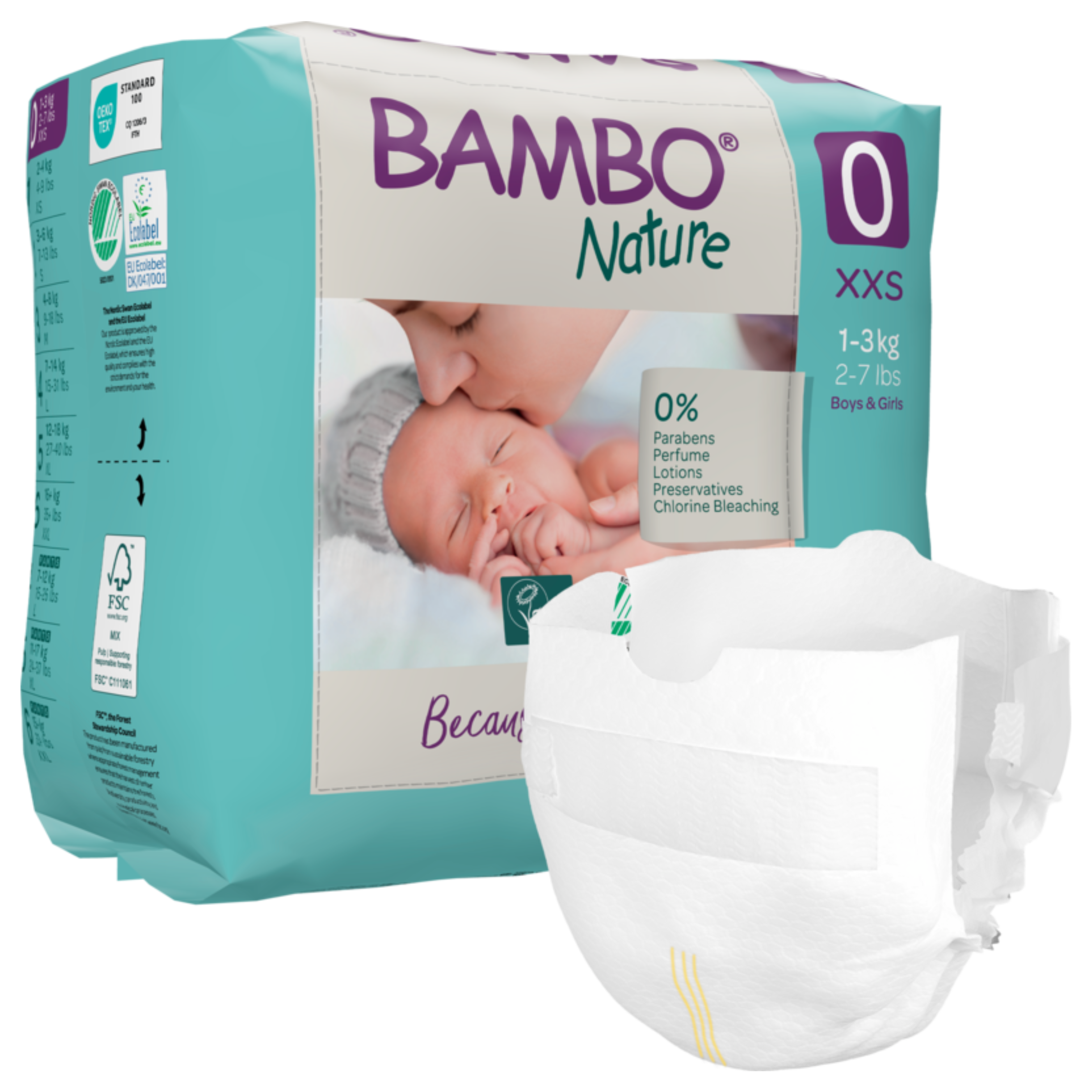 Bambo Eco-Friendly Baby Diapers Size 0 1-3 kg