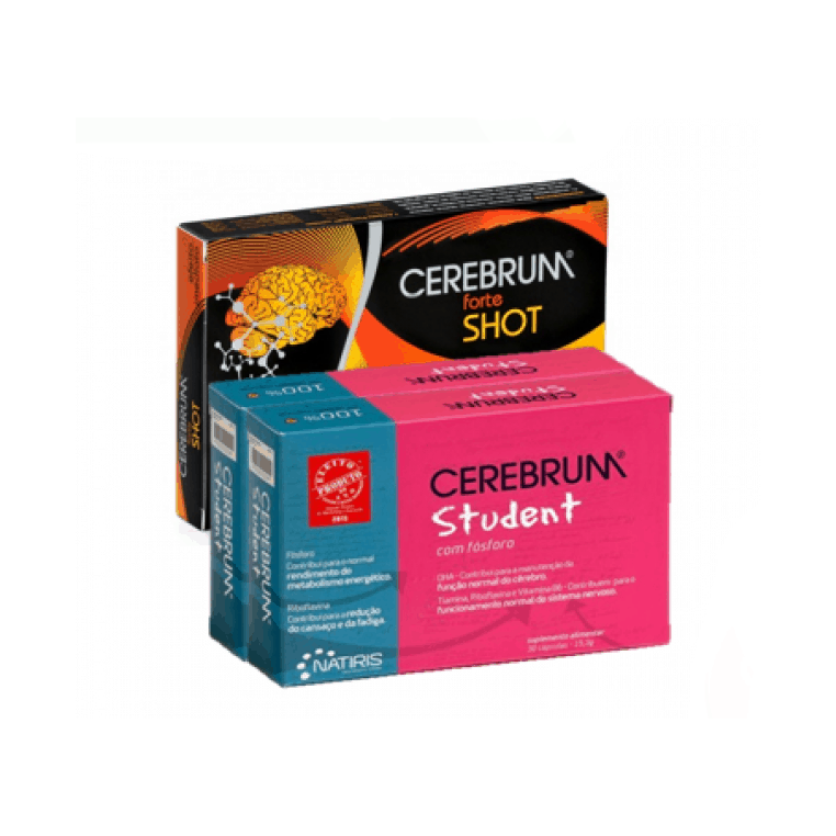 Cerebrum Student Duo Cápsulas 2x30 Unidades com Oferta de Forte Shot 8 Ampolas Bebíveis