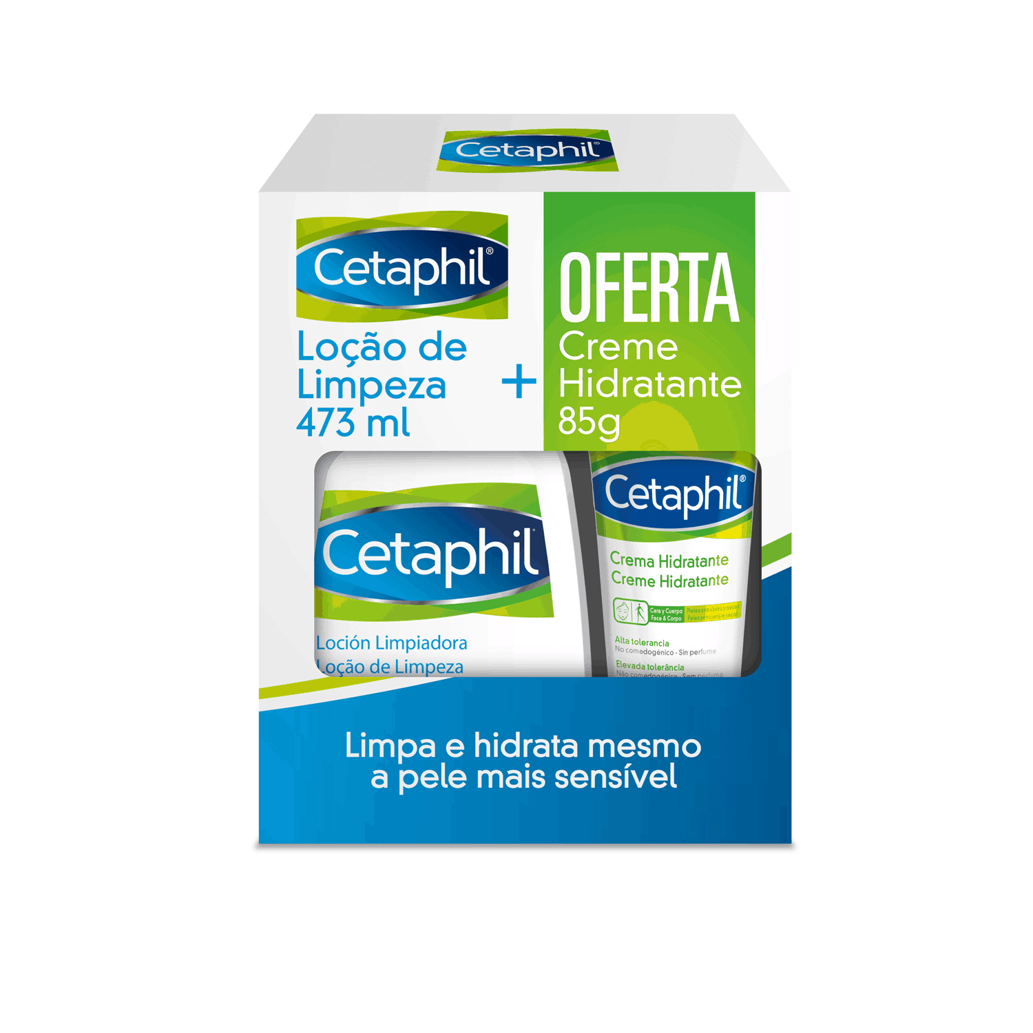 Cetaphil Loção de limpeza 473mL com Oferta de Creme hidratante 85mL