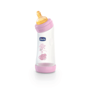 Chicco Biberão Benessere Angular com Tetina em Látex Rosa