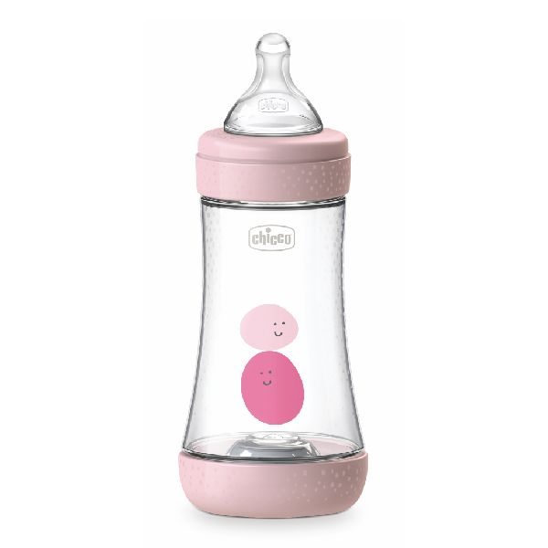 Chicco Biberão Perfect 5 com Tetina em Silicone Rosa 240mL (2m+)