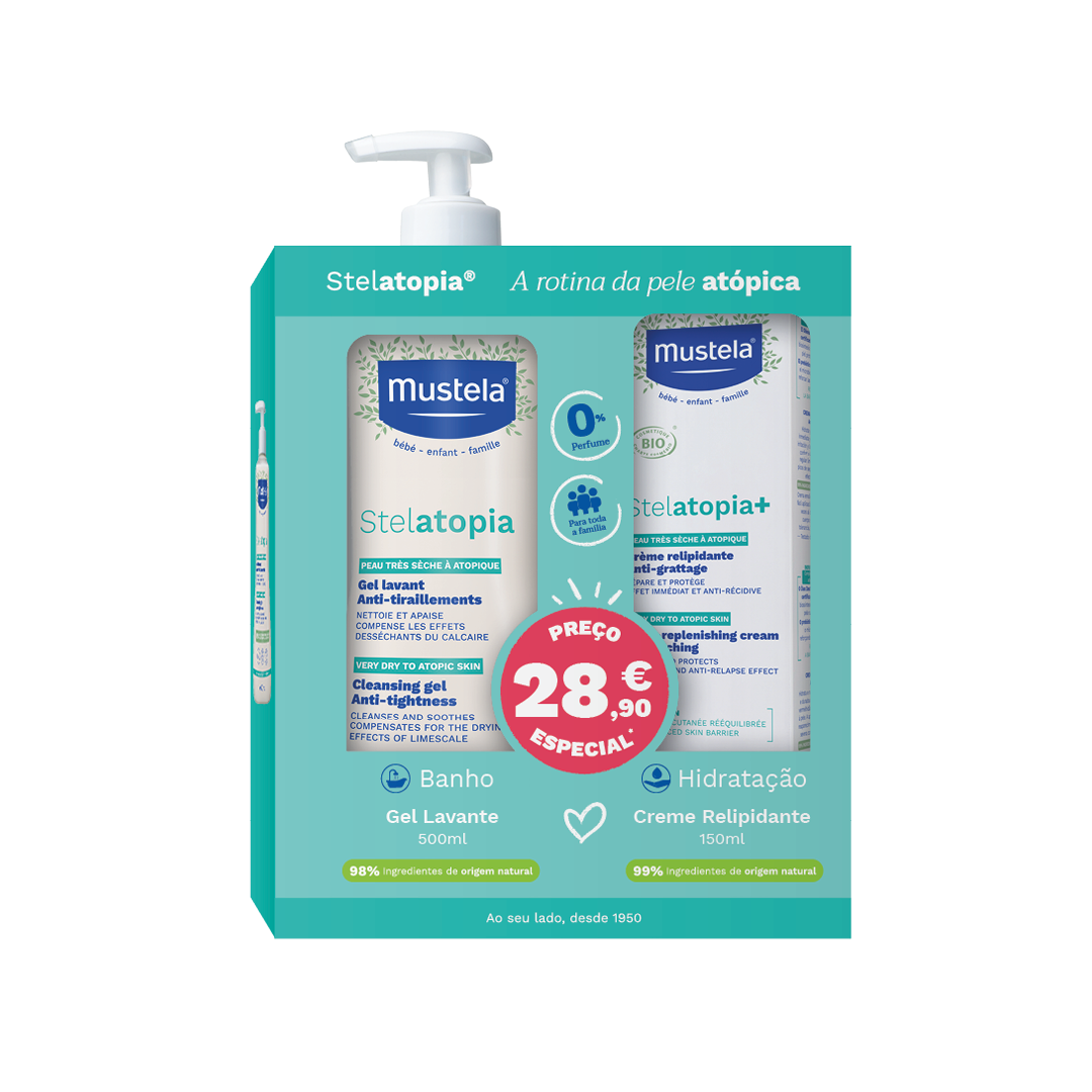 Mustela Stelatopia Gel Lavante 500ml + Creme repidiliante 150ml
