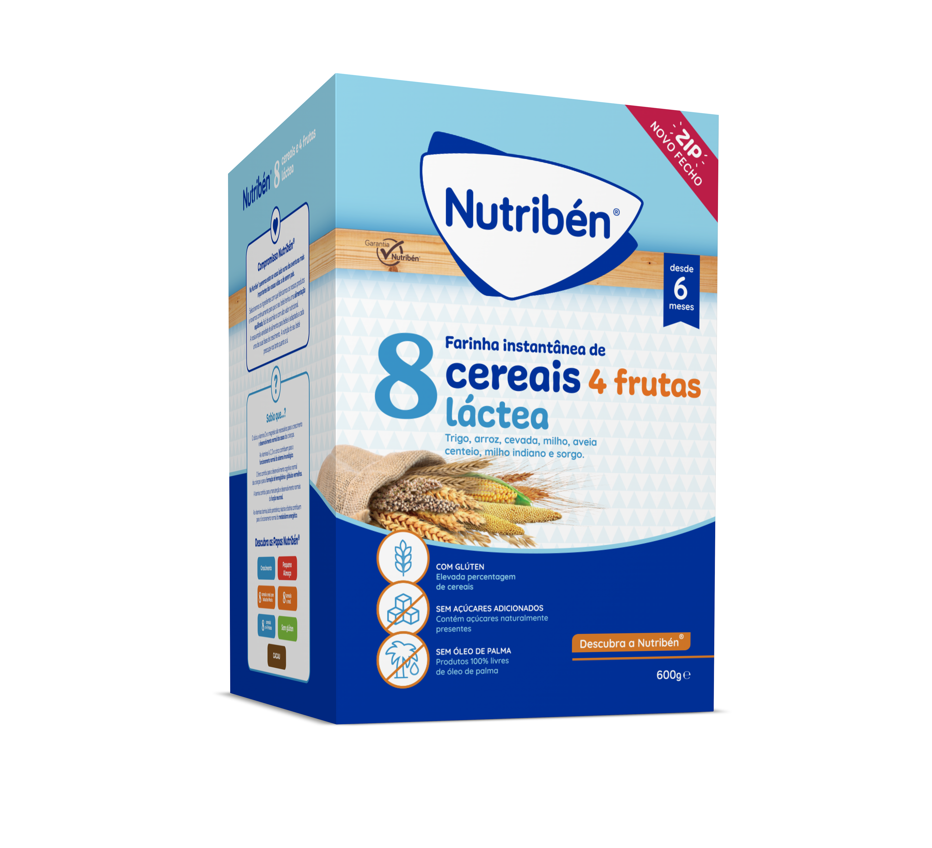 Nutribén milk-based porridge with 8 cereals and 4 fruits, 600g