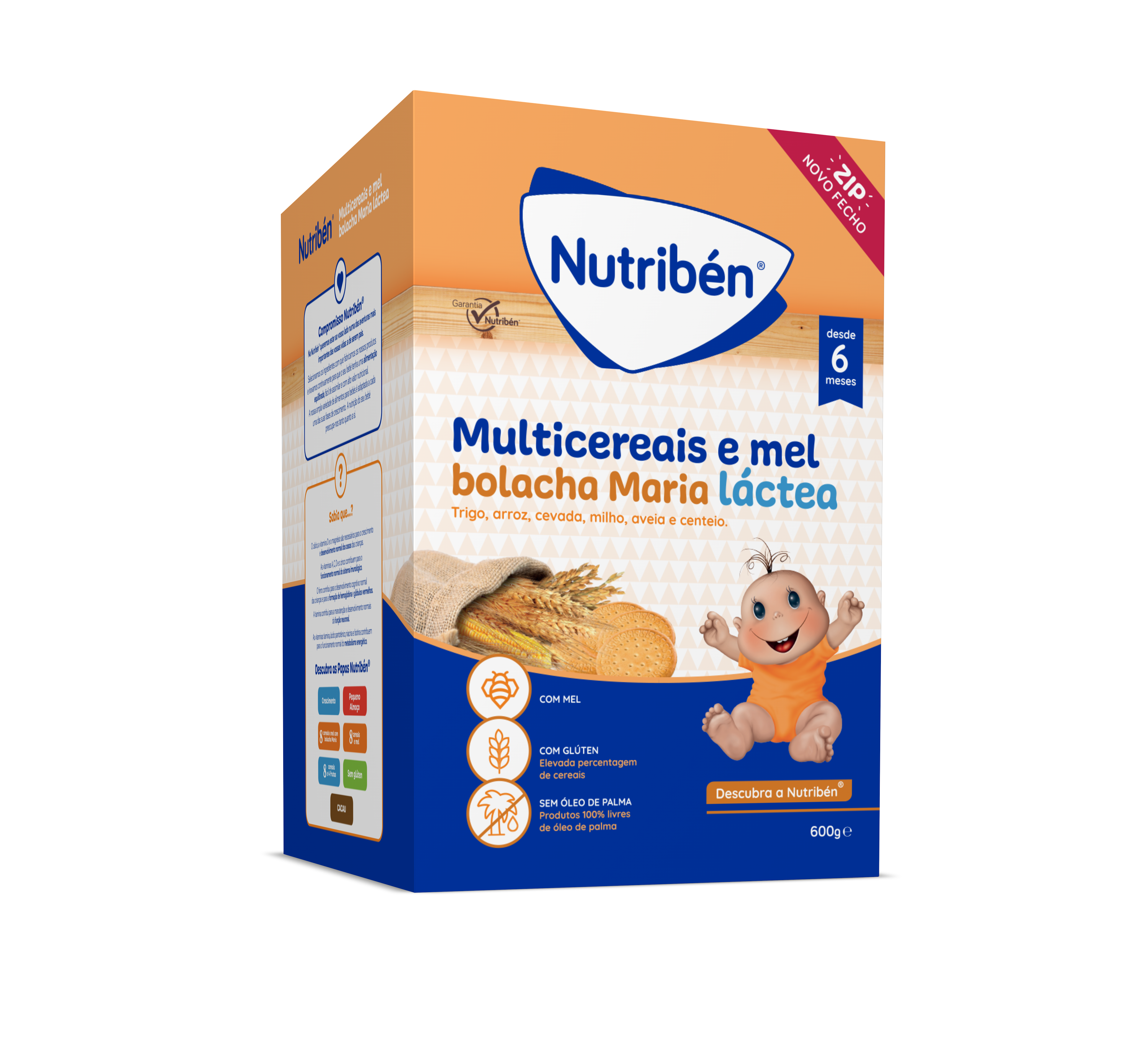 Nutribén Papa Láctea multicereais e mel bolacha Maria 600g