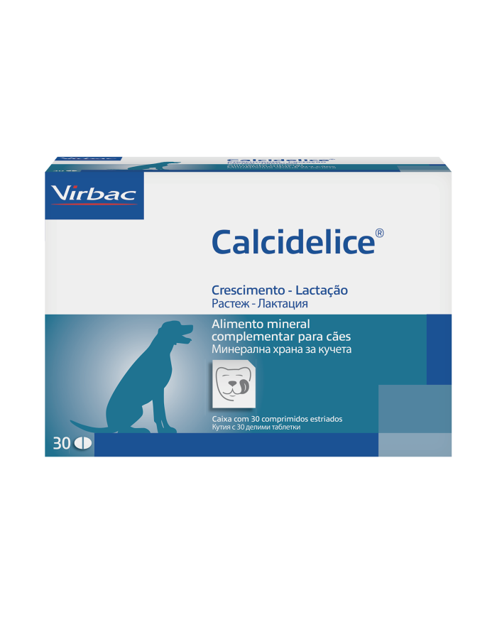 Virbac Calci-Délice 30 Comprimidos – Suplemento de Cálcio e Fósforo para Cães