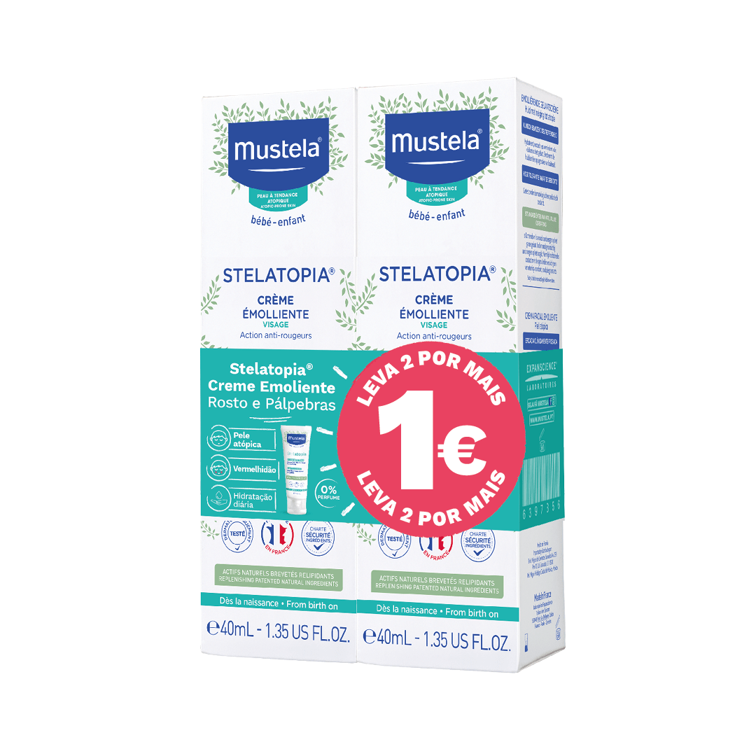 Mustela Stelatopia Creme Rosto Emoliente Sem Perfume Duo 40ml 2x