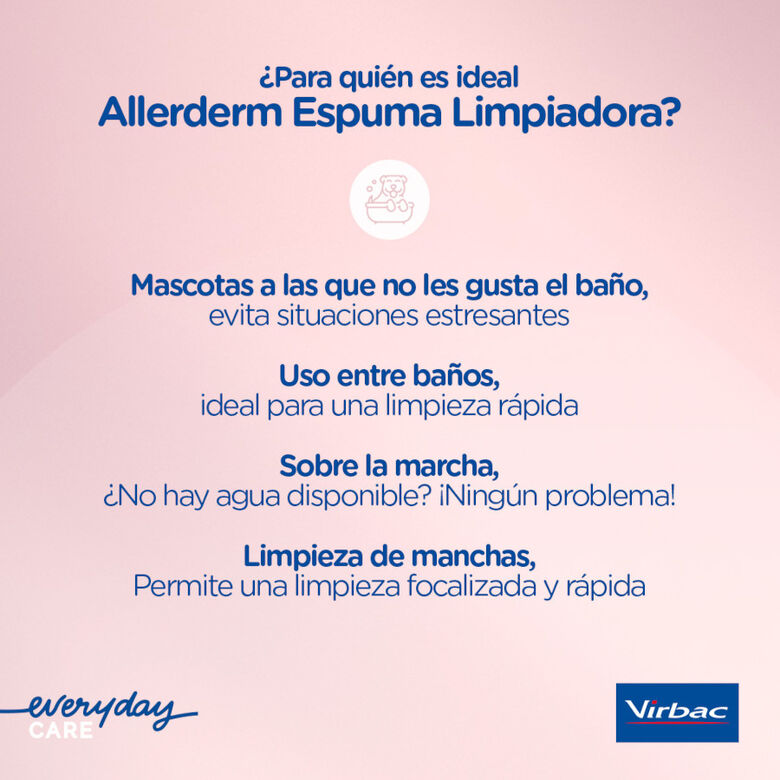 Allerderm Foam Espuma de Limpeza sem Enxaguamento para Cão e Gato – 100ml
