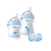 Chicco Conjunto de Biberões Natural Feeling + Chupeta Physio Air Azul
