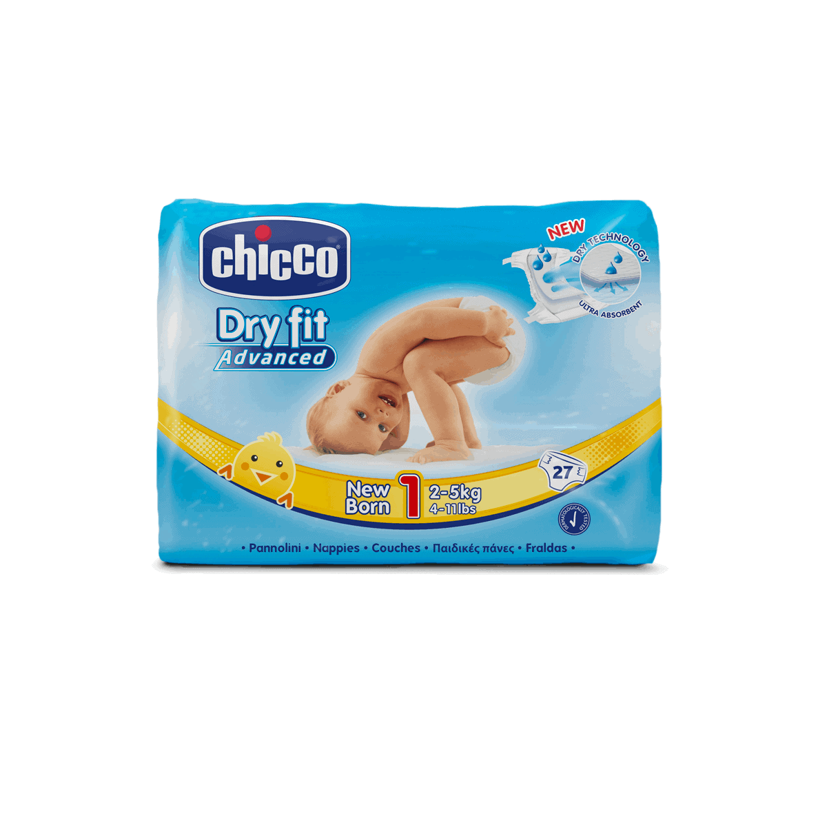 Chicco Fraldas Dry Fit Advanced T1 (2-5kg) 27 Unidades