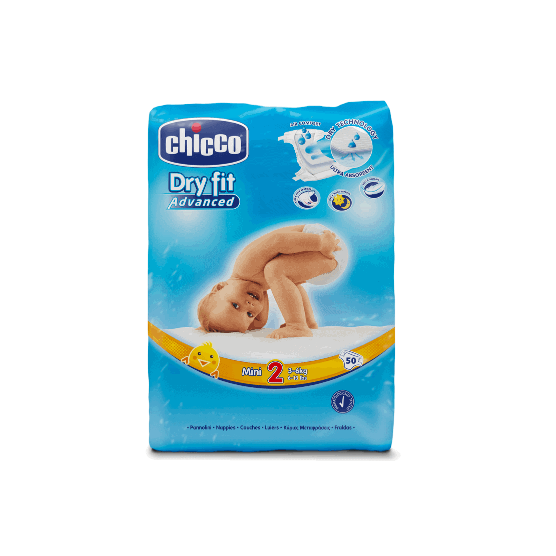 Chicco Fraldas Dry Fit Advanced T2 (3-6kg) 50 Unidades
