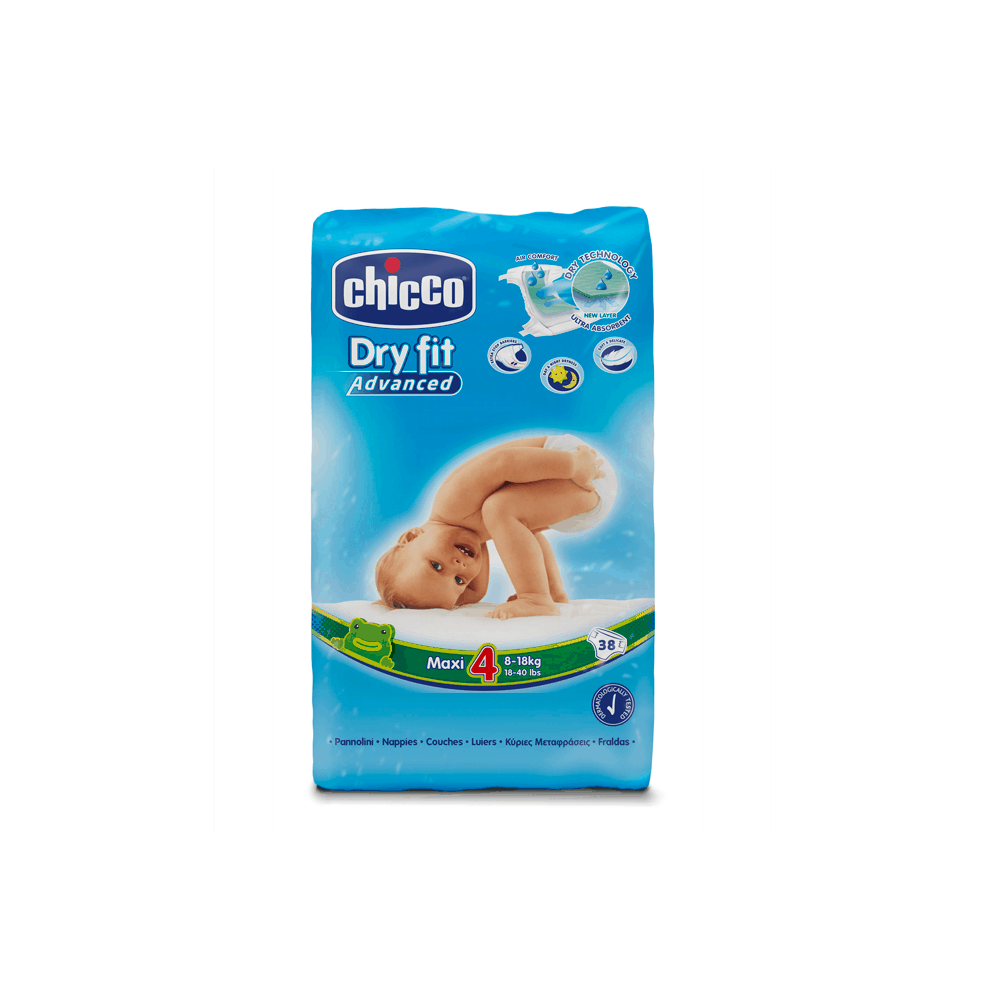Chicco Fraldas Dry Fit Advanced T4 (8-18kg) 38 Unidades