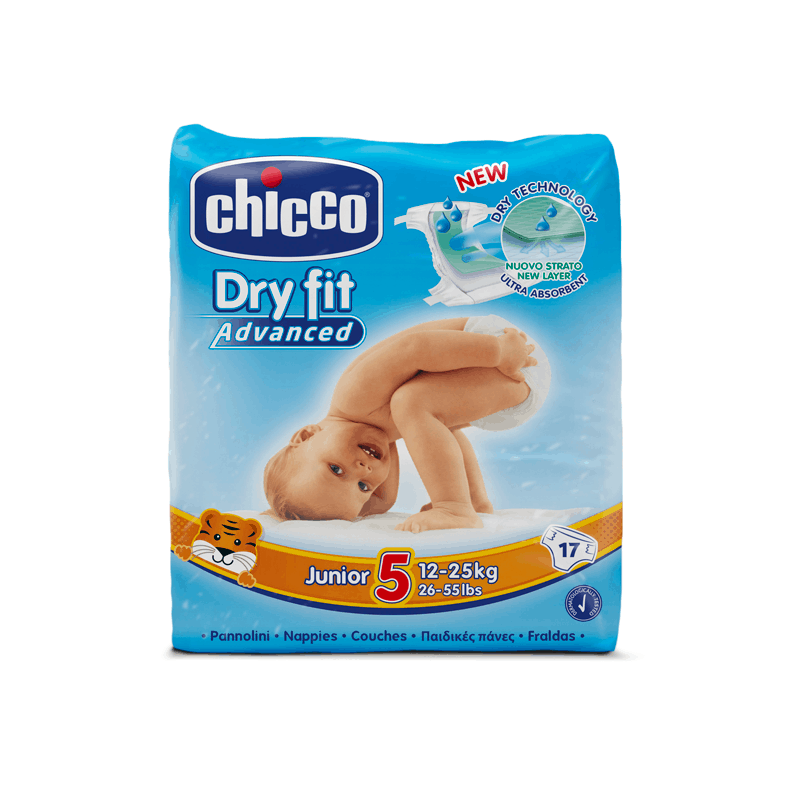 Chicco Fraldas Dry Fit Advanced T5 (12-25kg) 17 Unidades