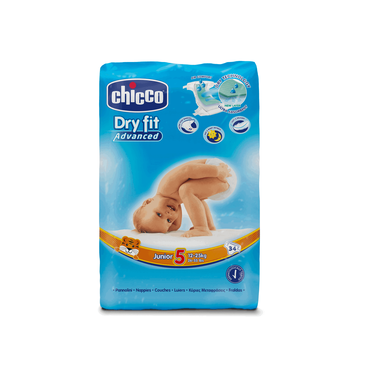 Chicco Fraldas Dry Fit Advanced T5 (12-25kg) 34 Unidades