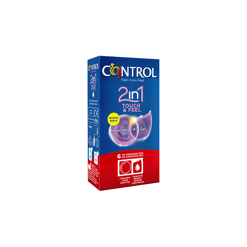 Control 2in1 Touch Feel Kit 6 Preservativos + Gel lubrificante 6 Unidades