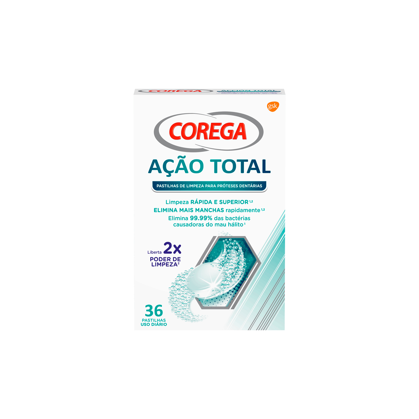 Corega Ação Total 36 Pastilhas Limpeza Diária