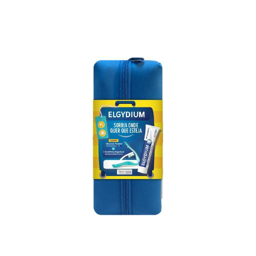 Elgydium Branqueamento Kit Pasta Dentes 50mL + Escova Dentes Pocket Média